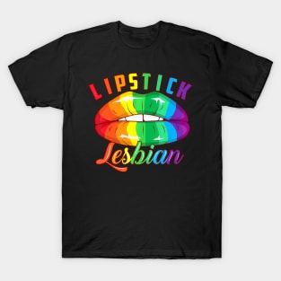 Lipstick Lesbian Cool Colored Lips LGBT T-Shirt